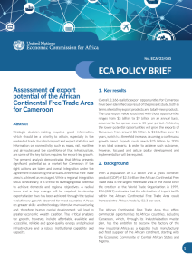 ECA Policy Brief - Assessment of export potential of the African Continental Free Trade Area for Cameroon